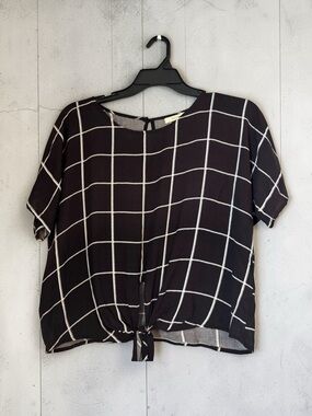 Windowpane Top Women’s Medium Top Elevated Work Office Business Casual Flowy